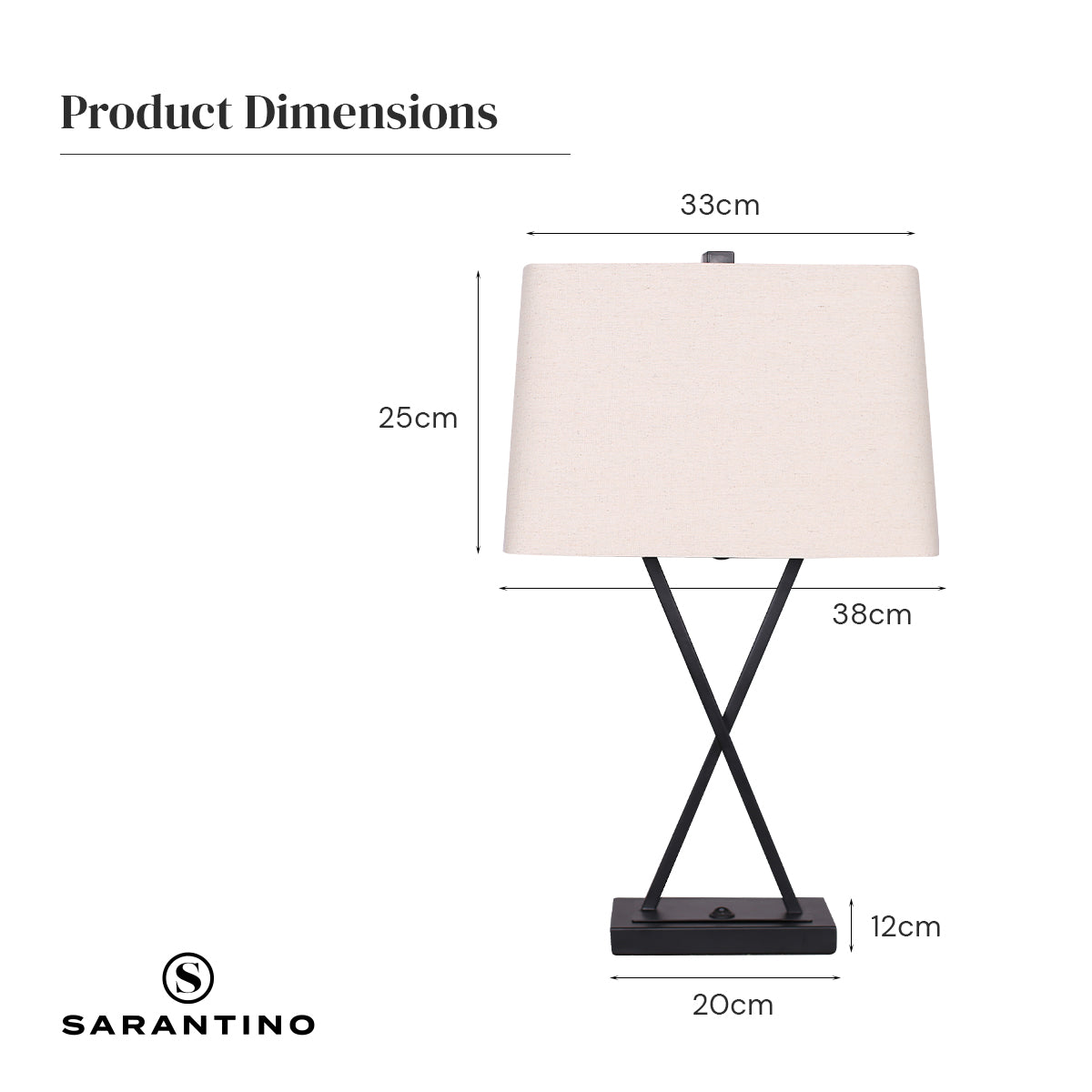 Sarantino Metal Table Lamps-Linen Shade-Cross Frame Stand