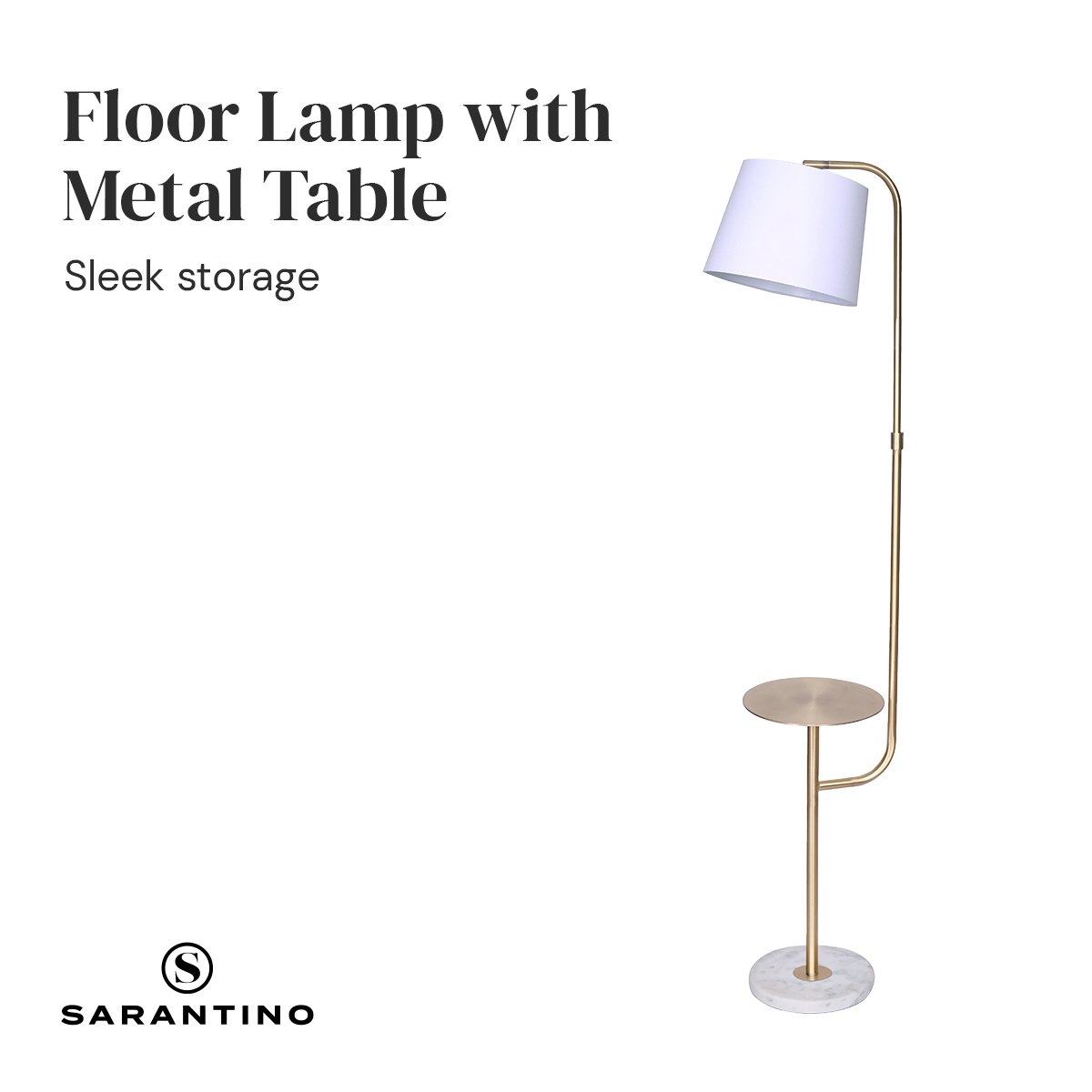 Sarantino Floor Lamp with Metal End Table