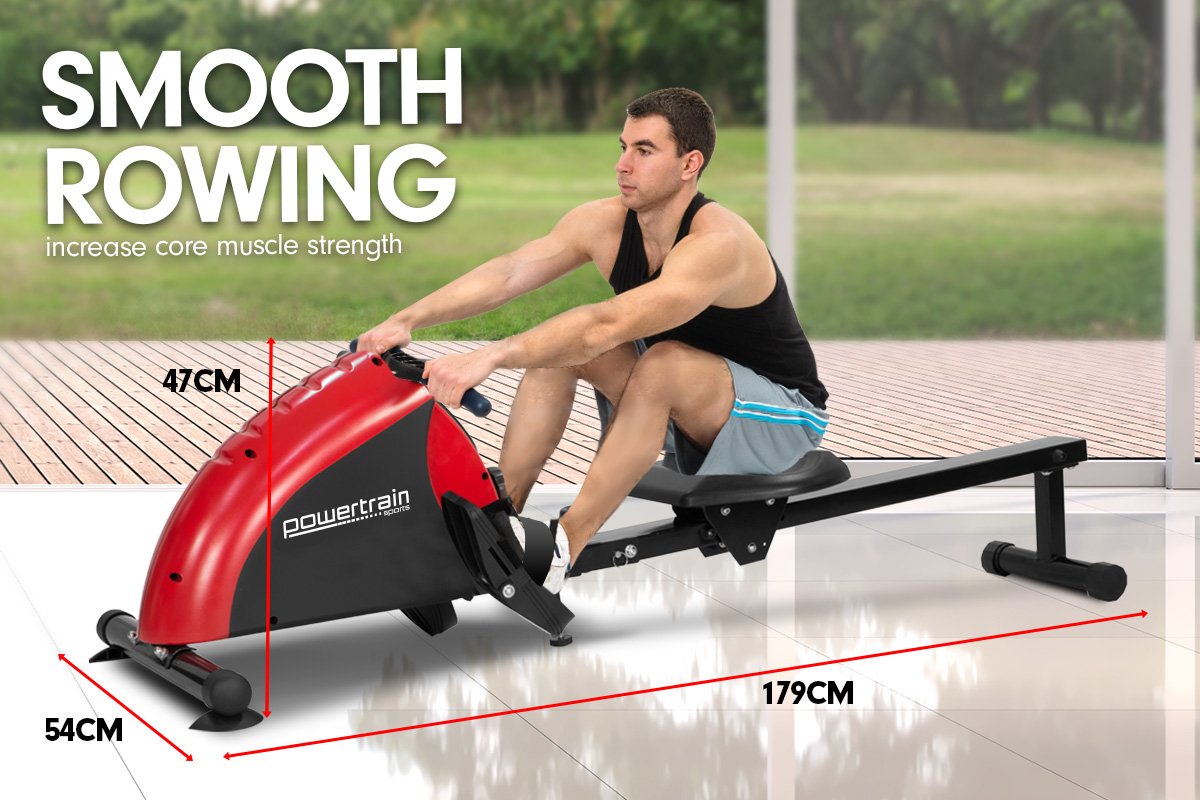 Powertrain Foldable Rowing Machine Magnetic Resistance RW-H02 - Red