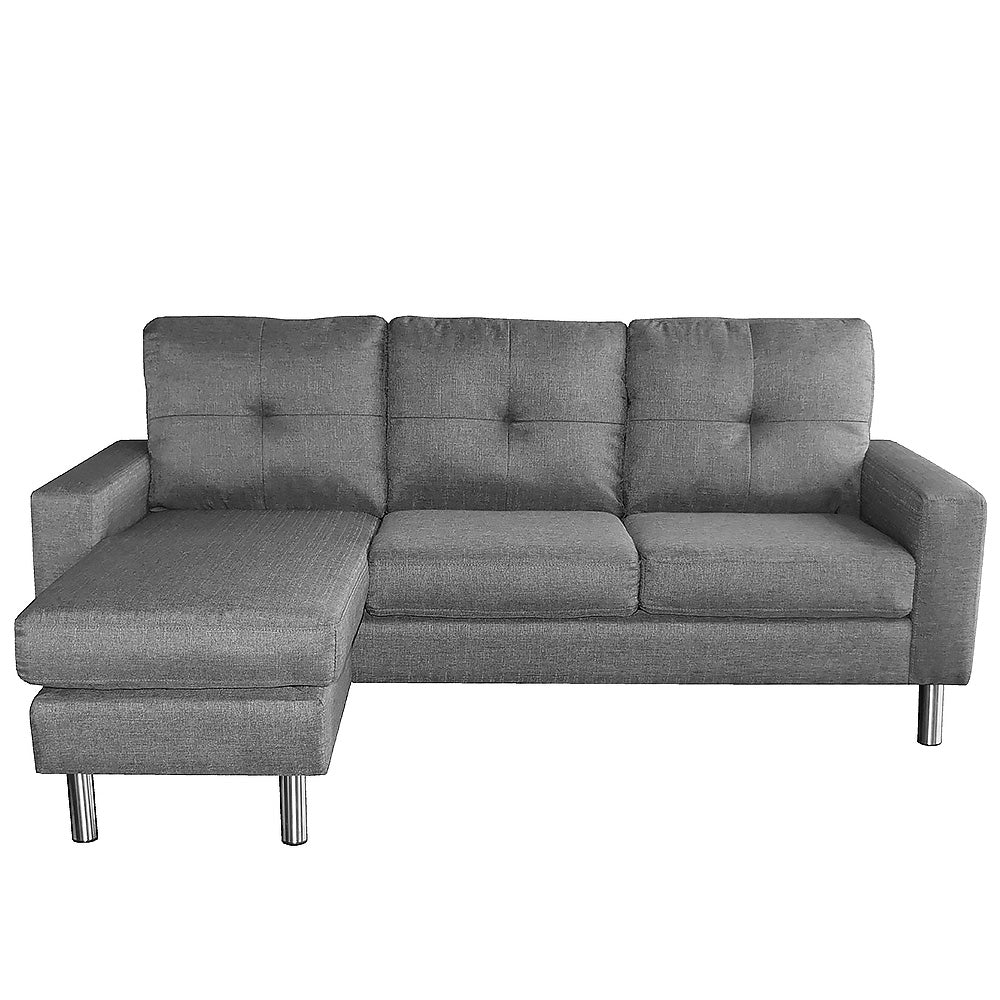 Sarantino Linen Sofa with Chaise Grey