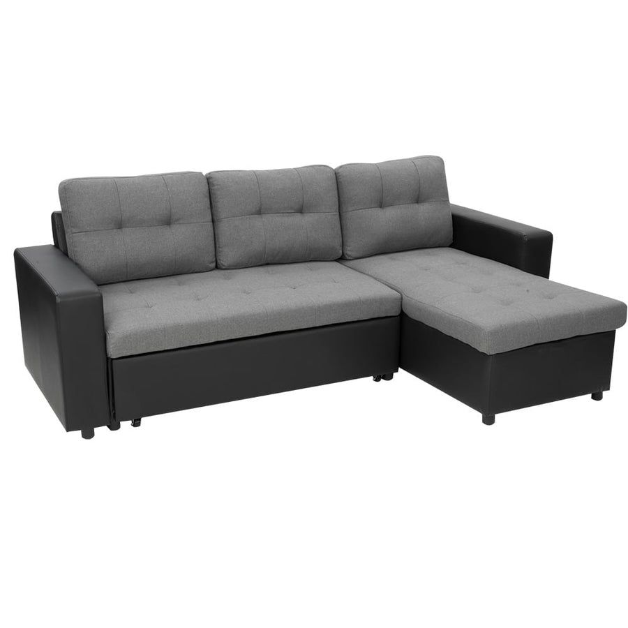 Sarantino 3-Seater Sofa Bed with Chaise Grey