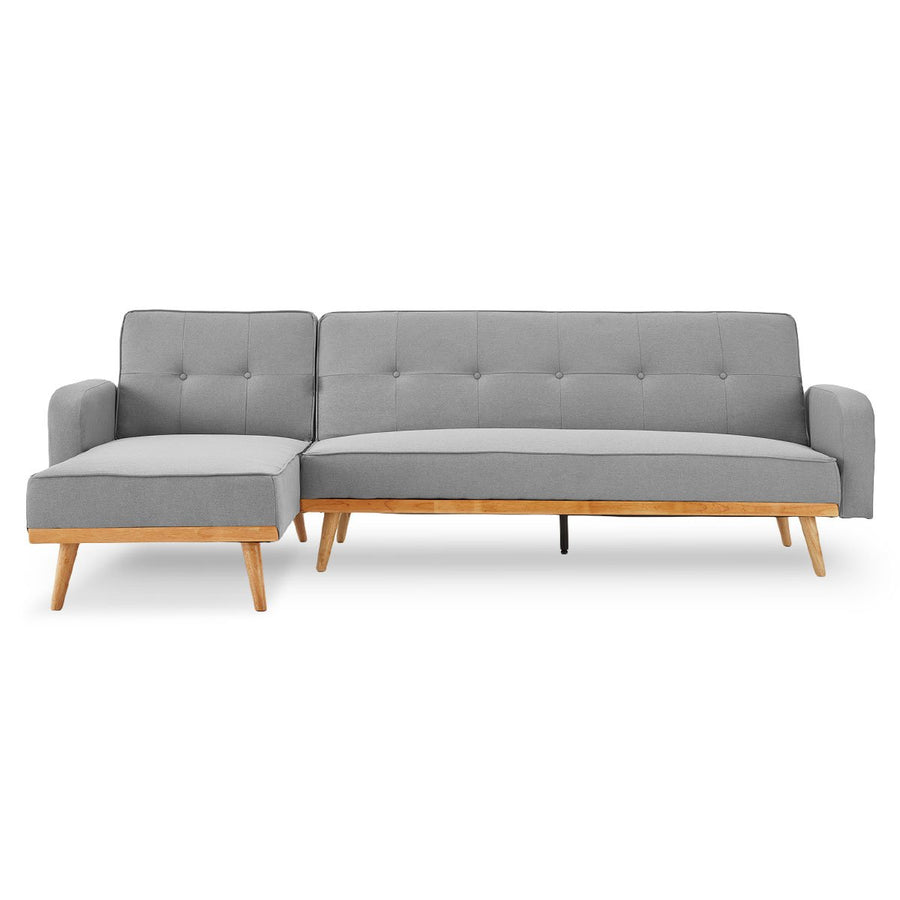 Sarantino 3-Seater Sofa Bed with Chaise Light Grey