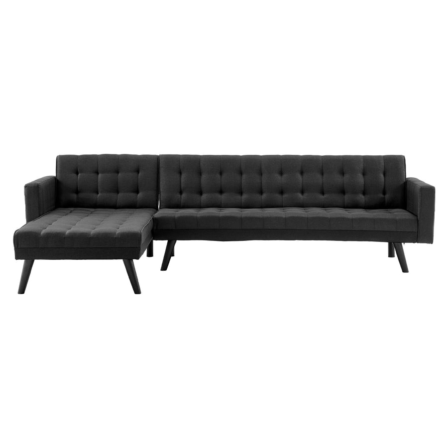 Sarantino 3-Seater Sofa Bed with Chaise Black