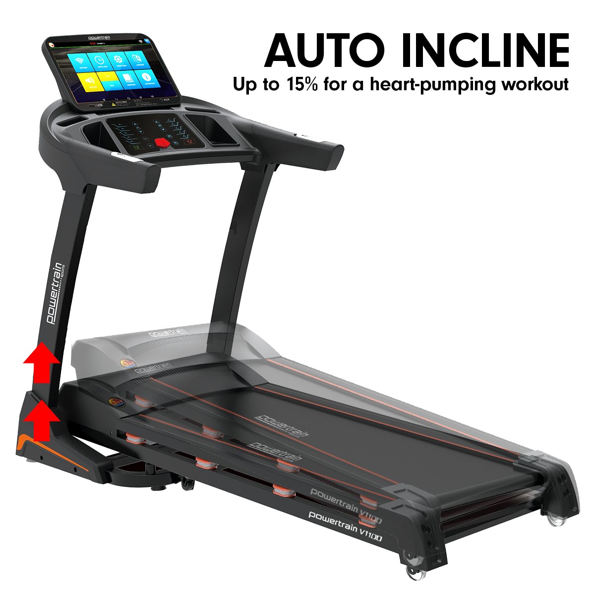 Powertrain V1100 Treadmill with Wifi Touch Screen & Incline