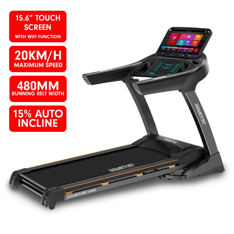 Powertrain V1100 Treadmill with Wifi Touch Screen & Incline