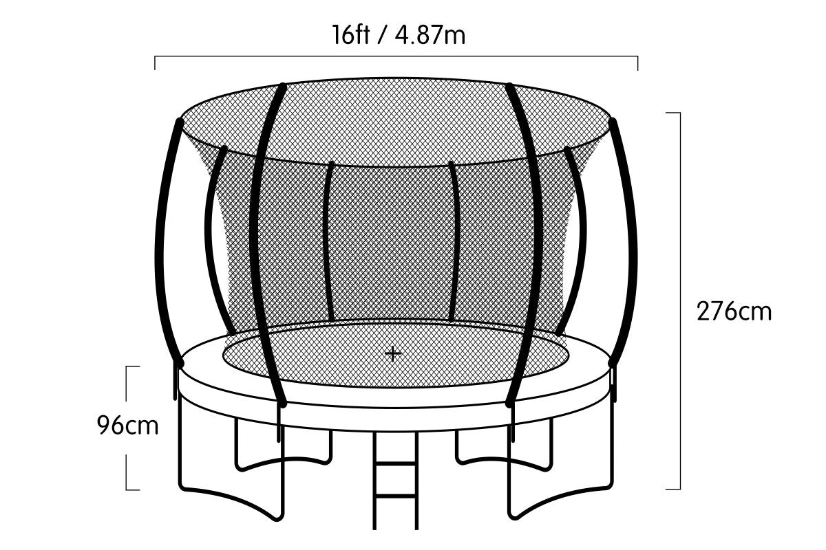 Trampoline 16 ft Kahuna with Roof - Orange Blue