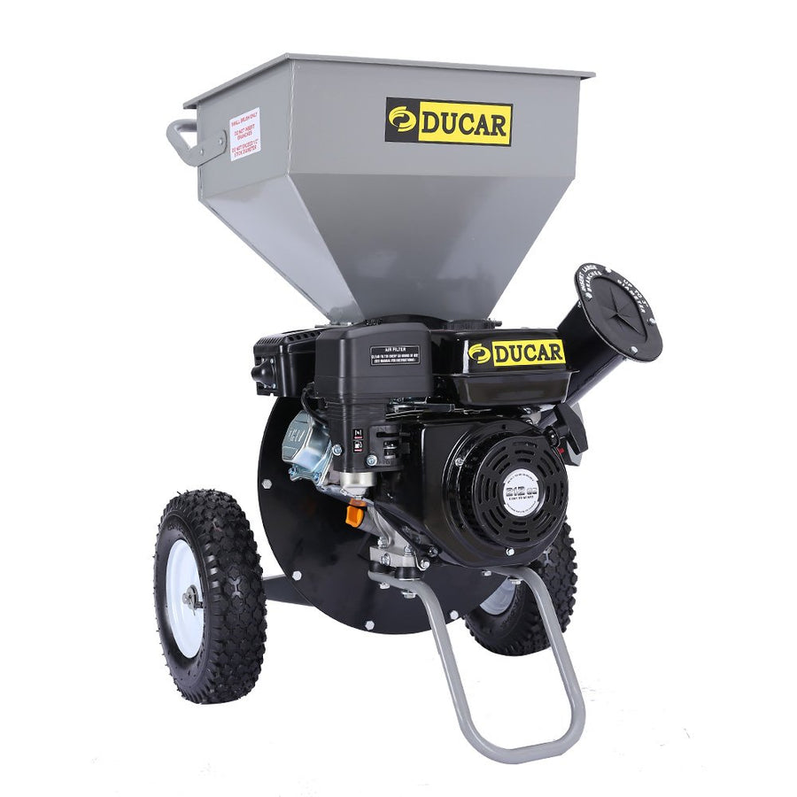 Ducar 7HP Wood Chipper Shredder Mulcher Petrol Silver Black