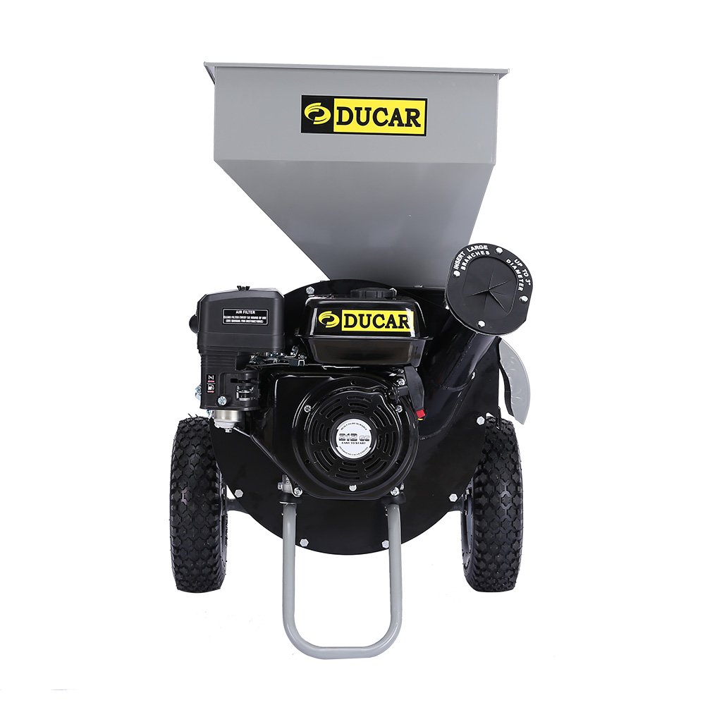 Ducar 7HP Wood Chipper Shredder Mulcher Petrol Silver Black